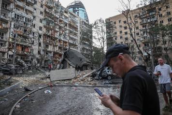 Aftermath of overnight Russian missile and drone strikes, in Kyiv