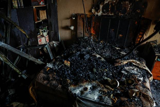 Aftermath of a Russian drone attack in Kyiv region