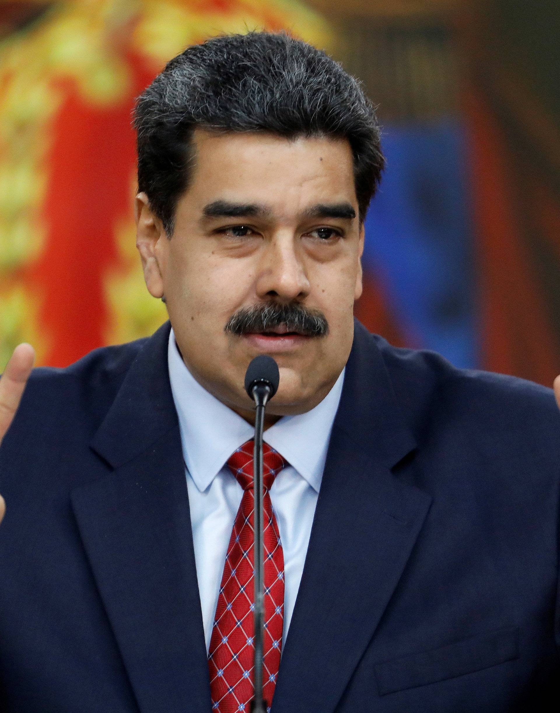 Venezuela's President Nicolas Maduro sholds a news conference in Caracas