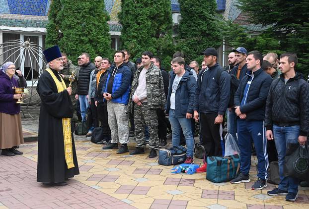 Russian reservists depart for military bases during mobilisation of troops, in Bataysk