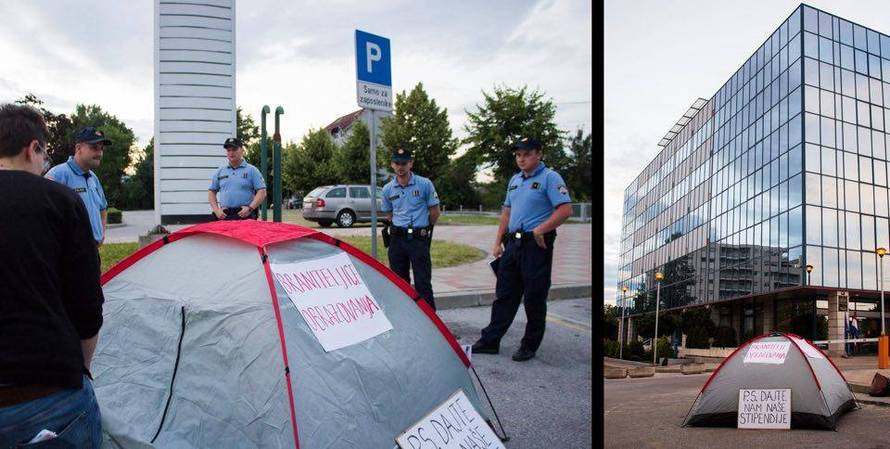 Kod Šustara podigle šatore: 'Tražimo isplatu stipendija'