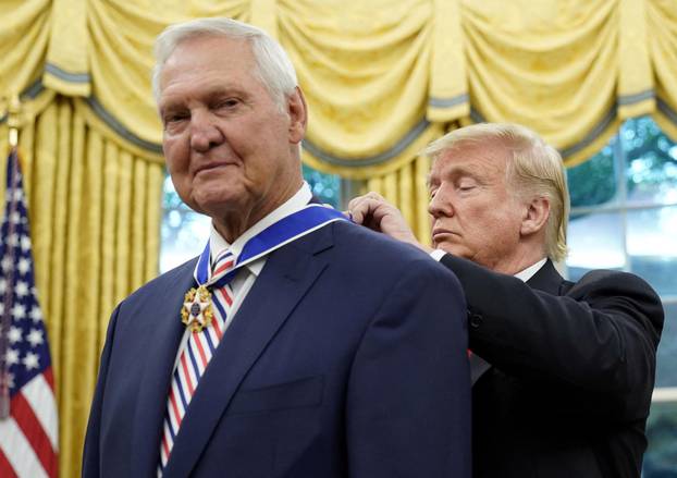 FILE PHOTO: U.S. President Trump awards Presidential Medal of Freedom to NBA Hall of Famer Jerry West at the White House in Washington