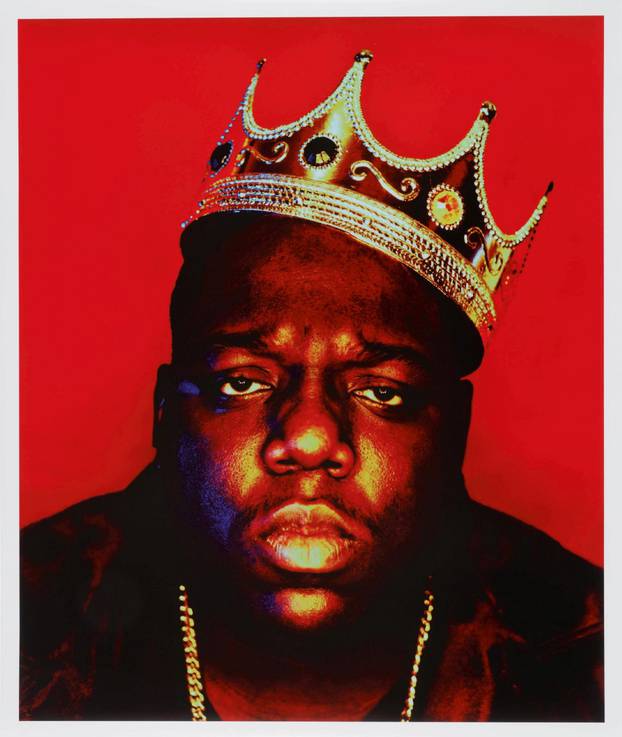 Rapper Notorious B.I.G. is seen in this 1997 photo titled 'Notorious B.I.G as the K.O.N.Y' by Barron Claiborne