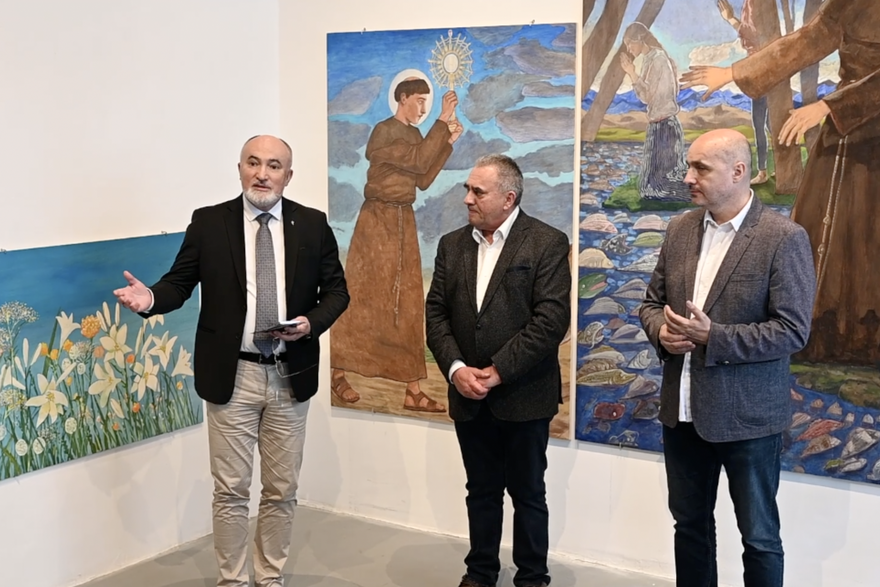 Zagreb: Otvorenje izlo&zcaron;be Tomislava Buntaka na kojoj predstavlja oltarni poliptih izra&dstrok;en za crkvu sv. Antuna Padovanskog