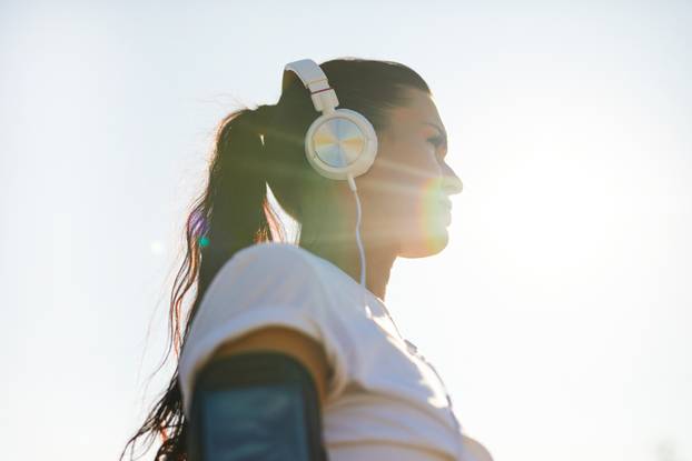 Purposeful lady in sunlight