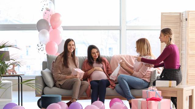 Pregnant,Woman,With,Her,Friends,At,Baby,Shower,Party