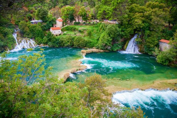 several waterfalls in KRKA National Park