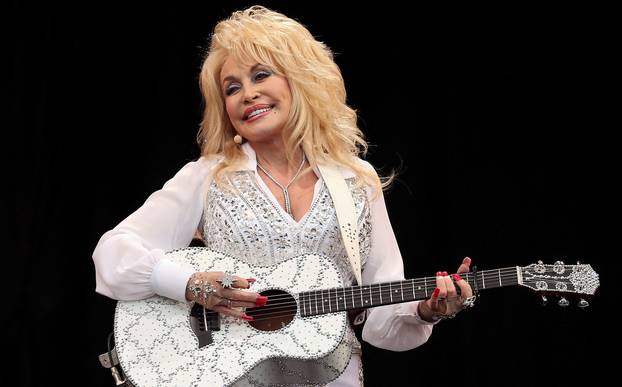 FILE PHOTO: Parton performs on the Pyramid Stage at Worthy Farm in Somerset, during the Glastonbury Festival