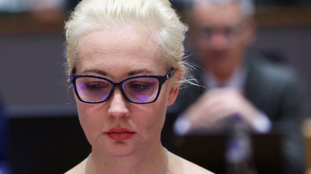 Yulia Navalnaya, the widow of Alexei Navalny, takes part in a meeting of EU foreign ministers in Brussels