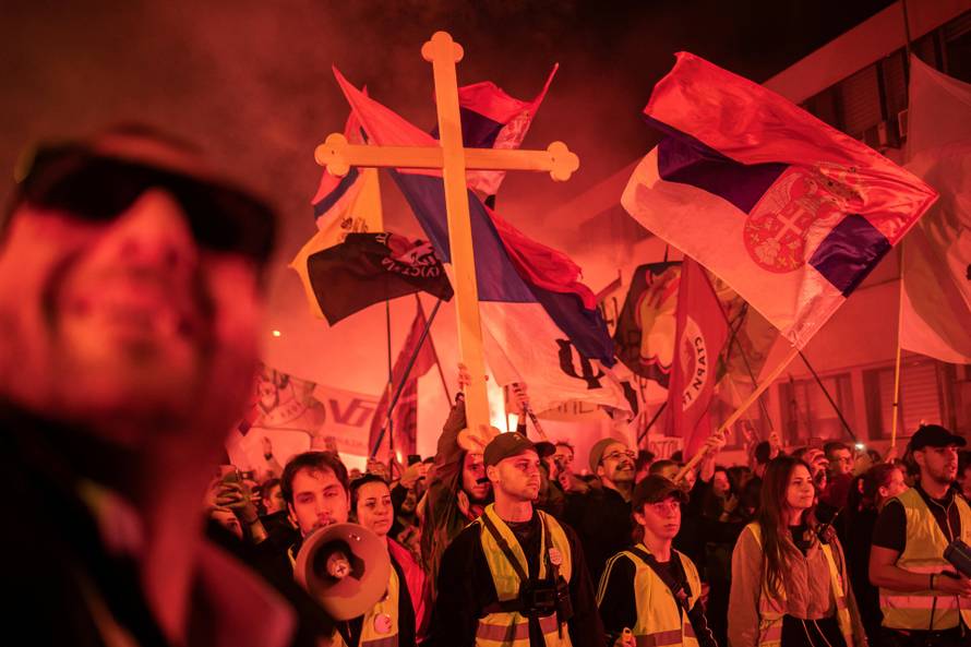 Protest march from Belgrade to Novi Sad, following the deadly November 2024 Novi Sad railway station canopy collapse, in Indjija