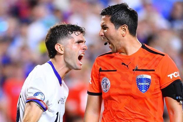 RECORD DATE NOT STATED Copa America USA 2024 United States vs Uruguay Christian Pulisic of USA and referee Kevin Ortega