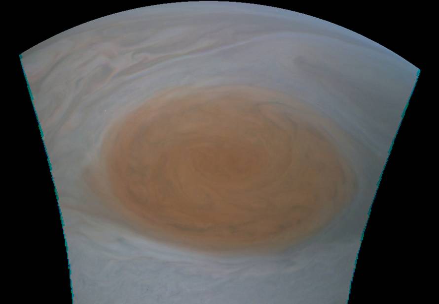 NASA Juno spacecraft photo of the Great Red Spot on Jupiter