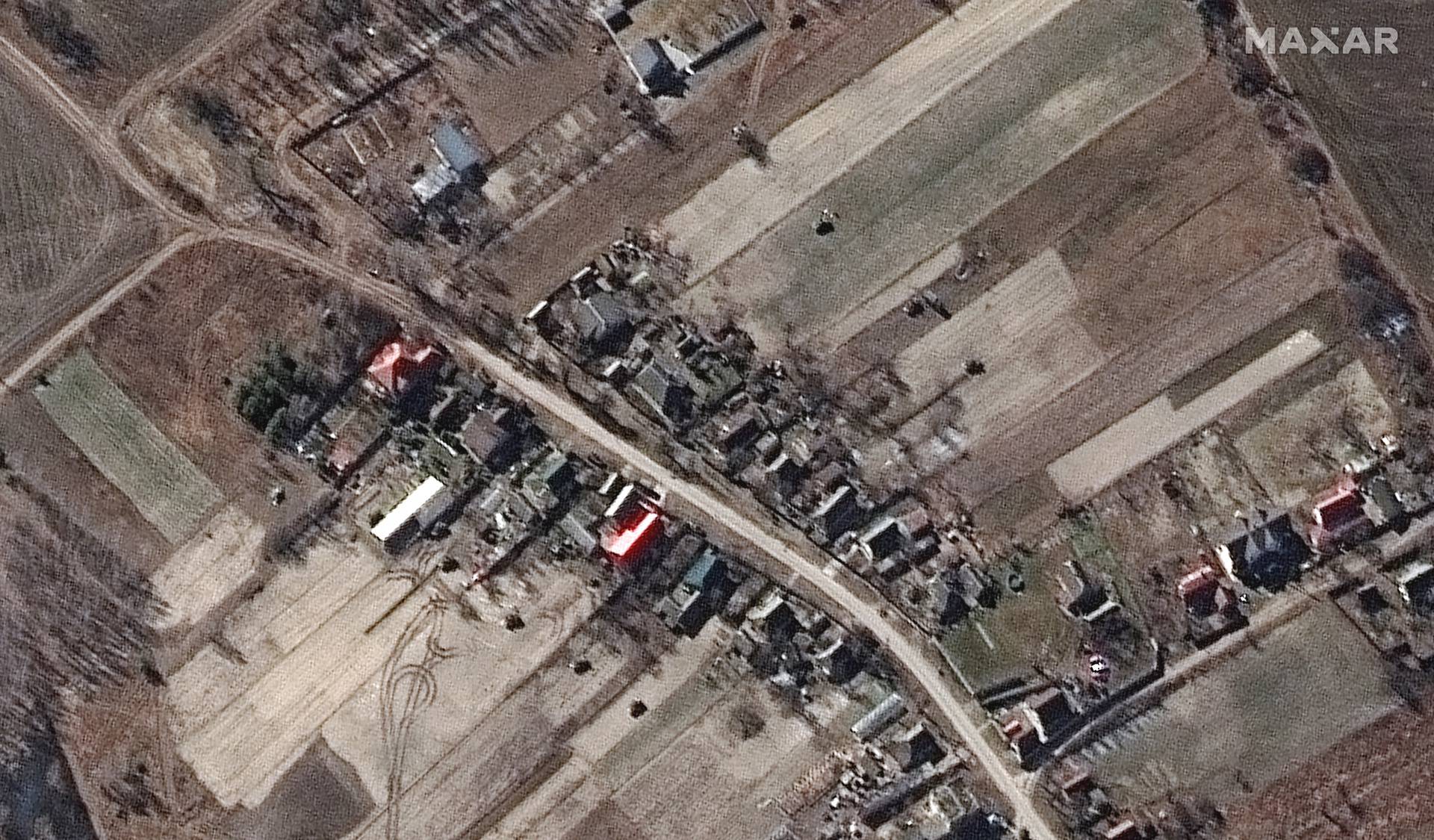 A satellite image shows military forces deployed, in Ozera
