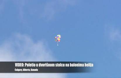 Poletio na heliju: Balone pune plina zavezao si je za stolac