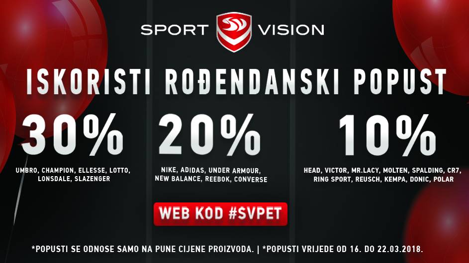 Sport Vision vas časti s popustima za svoj rođendan