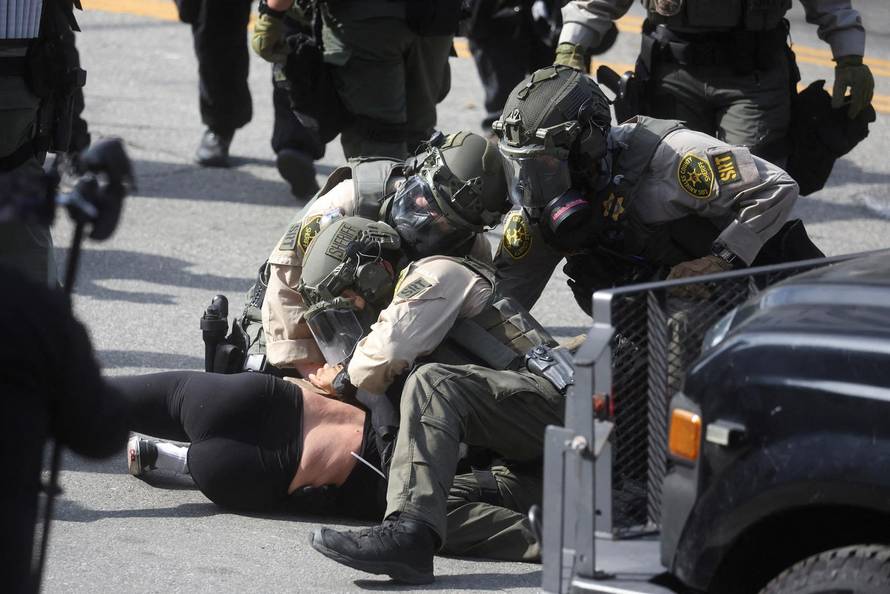 Protest against federal immigration sweeps, in Los Angeles