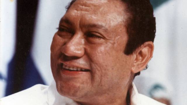 FILE PHOTO: Panamanian strongman Manuel Antonio Noriega takes part in a conference at the Atlapa center in this file photo in Panama City