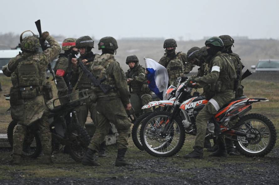 Russian service members demonstrate military equipment in the Rostov Region