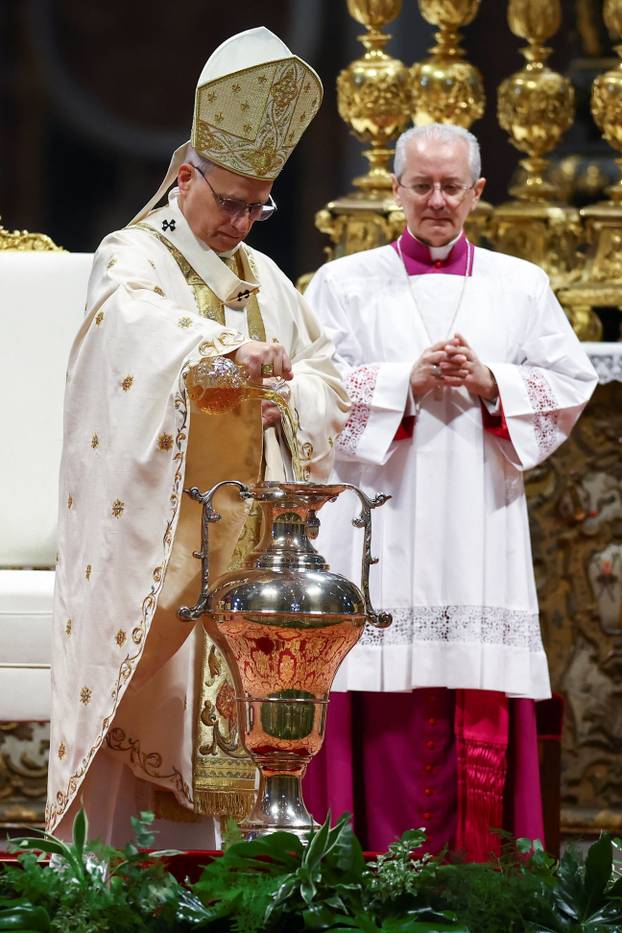 Pope Leo XIV leads the Chrism Mass in St. Peter's Basilica at the Vatican