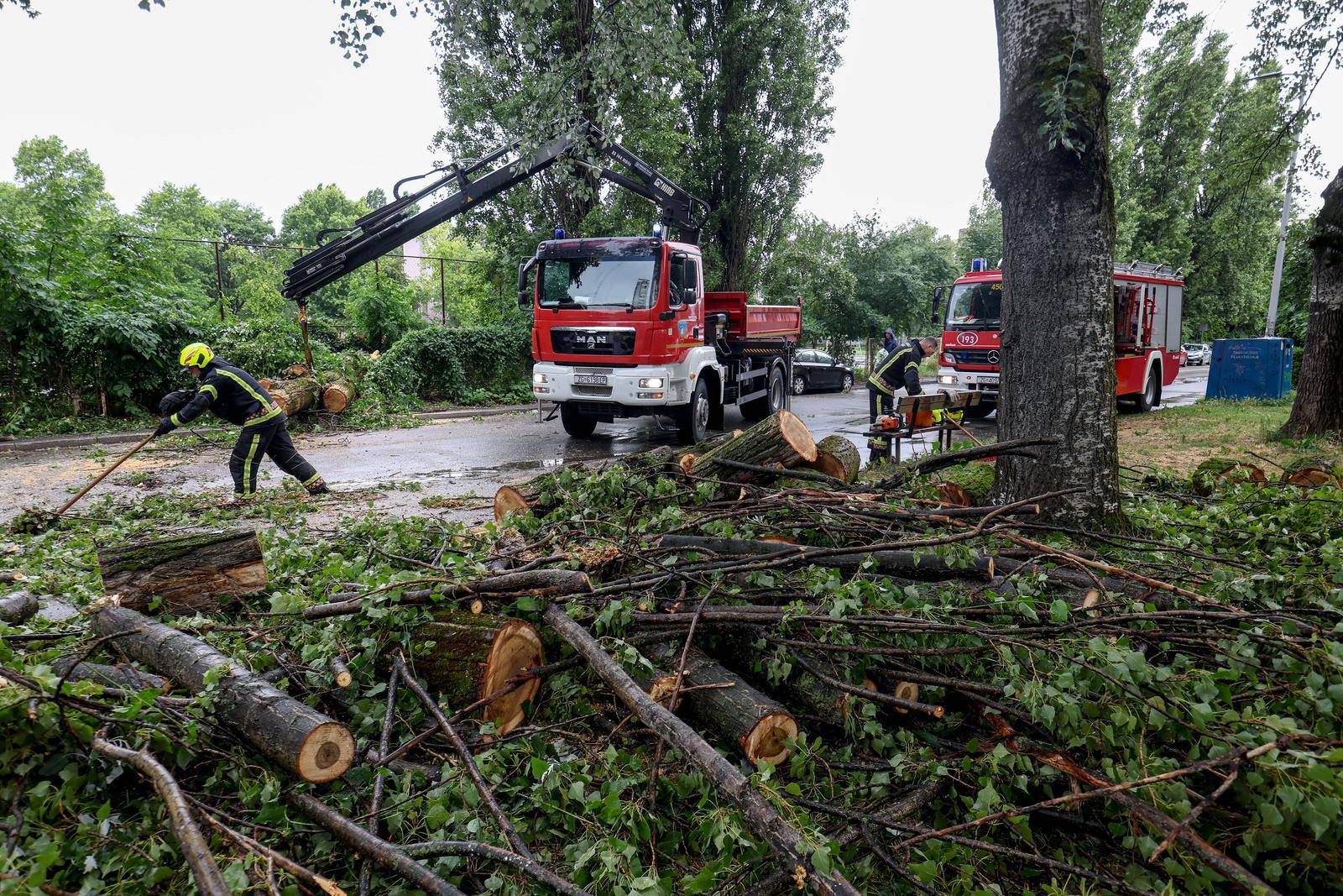 Nevrijeme pogodilo Zagreb, vjetar rušio drveća na automobile 