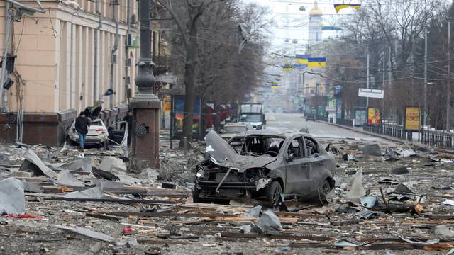 FILE PHOTO: A view shows the damaged regional administration building in Kharkiv