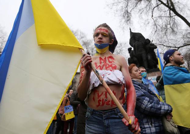 Protest in support of Ukraine, in Almaty