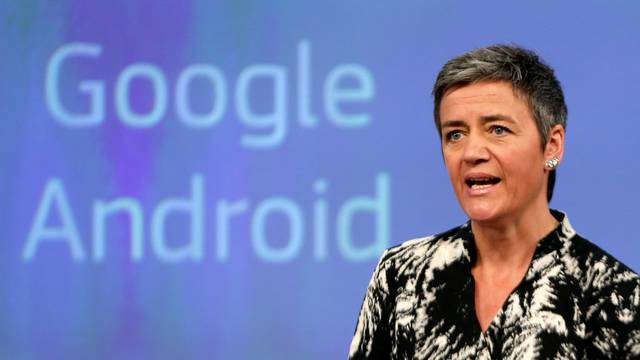 EU Competition Commissioner Vestager addresses a news conference in Brussels