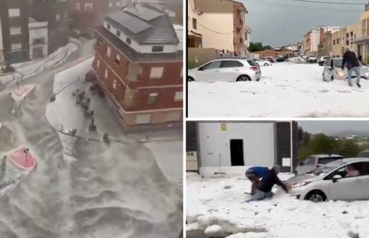 Superćelijska oluja pogodila je Valenciju: Tuča zabijelila ulice, bujice nose sve pred sobom!