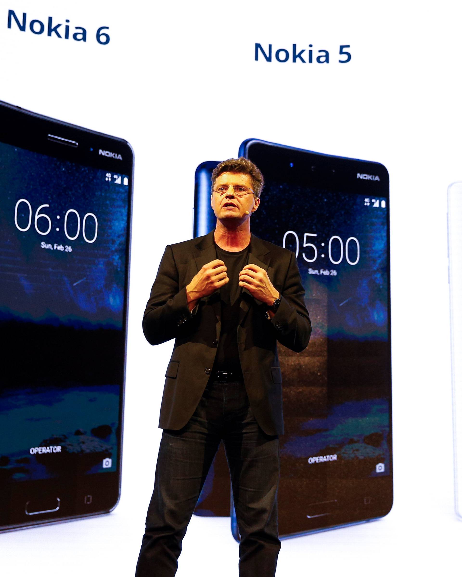 Nummela, CEO of Nokia-HMD, speaks during presentation ceremony at Mobile World Congress in Barcelona