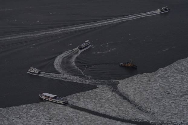 The Hudson River as seen from an observation deck at the Edge, at Hudson Yards in New York City