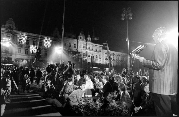 Zagreb: Svečano otkrivanje spomenika banu Josipu Jelačiću na istoimenom trgu, 15.10.1990.