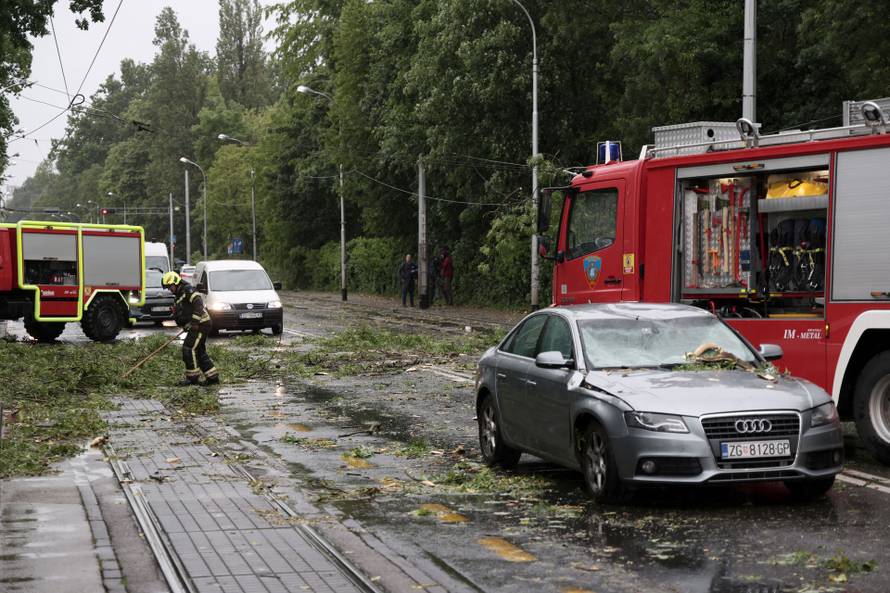 Zagreb: Palo stablo na Maksimirskoj, blokiran promet, vatrogasci na terenu
