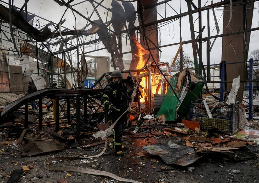 Aftermath of a Russian drone attack in Kharkiv