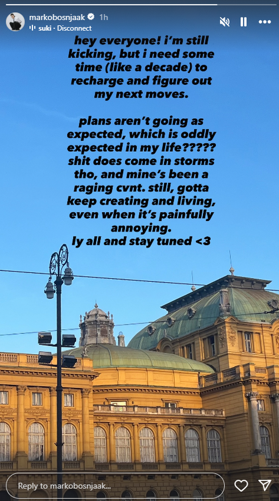 Marko Bošnjak uzeo pauzu od Instagrama pa se oglasio: 'Ne ide po planu. S*anja dolaze...'