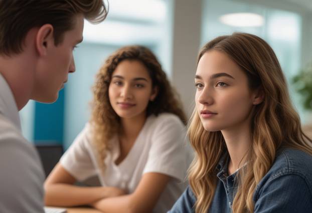 Young Adults in a Serious Discussion