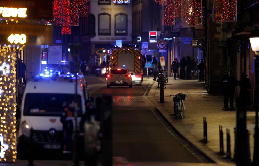 Rescue teams work at the scene of shooting in Strasbourg