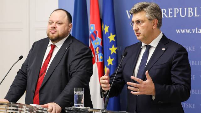 Zagreb: Andrej Plenković i Ruslan Stefančuk održali konferenciju za medije nakon sastanka