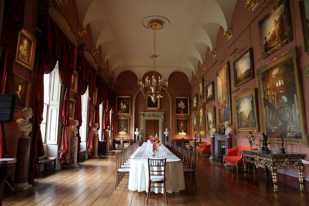 The renovated Long Gallery is unveiled following a major restoration of Castle Howard, renowned for its appearances in Brideshead Revisited and Bridgerton, in York