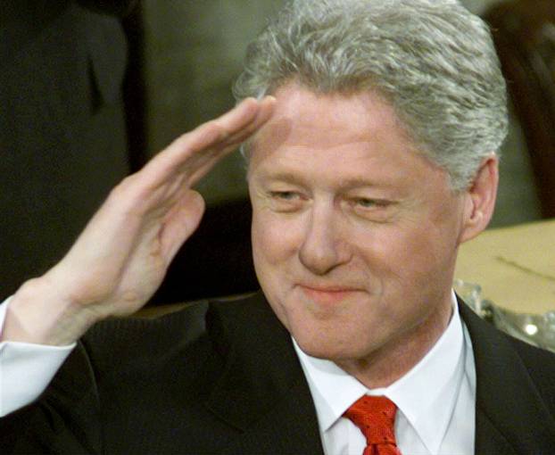 FILE PHOTO: PRESIDENT BILL CLINTON SALUTES AT THE STATE OF THE UNION ADDRESS.