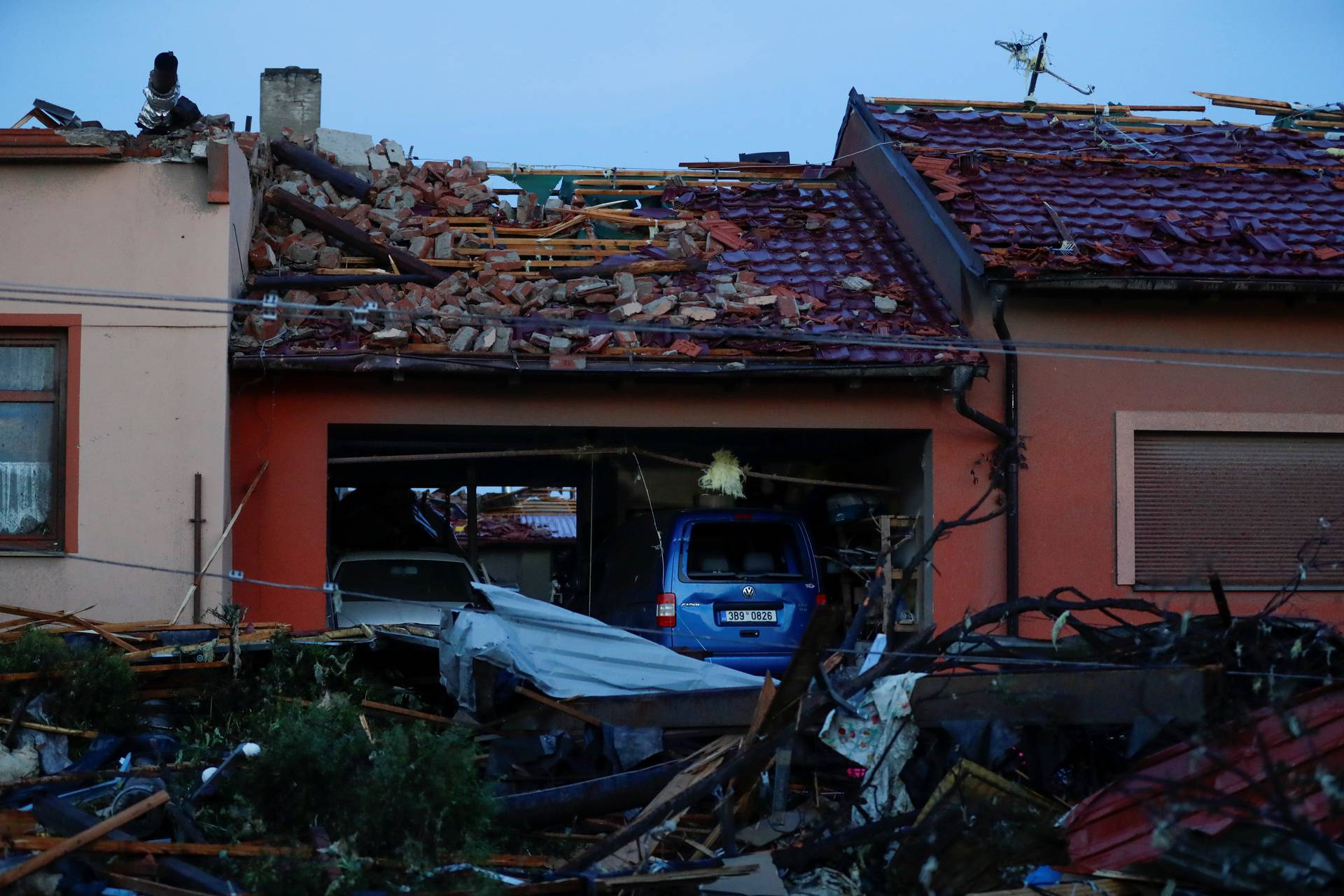 Aftermath of rare tornado in Moravska Nova Ves