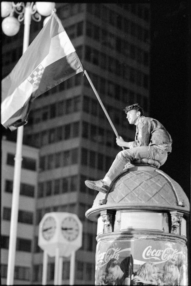 Zagreb: Svečano otkrivanje spomenika banu Josipu Jelačiću na istoimenom trgu, 15.10.1990.