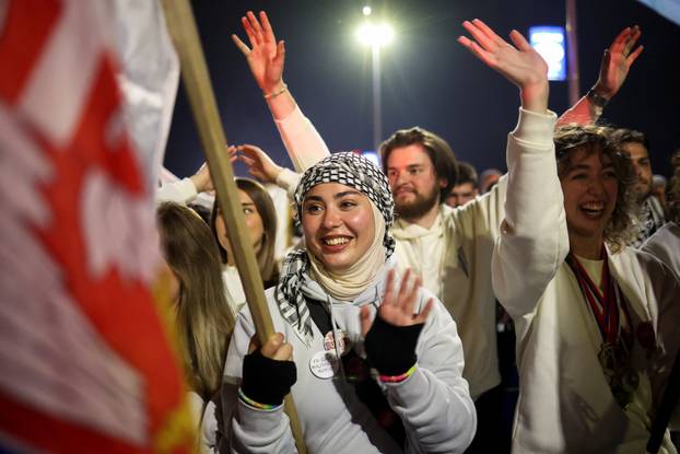 Demonstrators protest to mark the first anniversary of the fatal November 2024 Novi Sad railway station canopy collapse, in Novi Sad