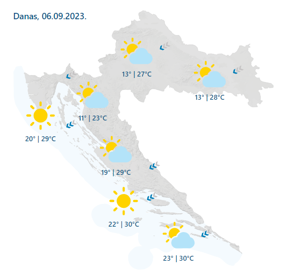 Žuti alarm za cijelu Dalmaciju, Istru, Kvarner i riječku regiju, ali ni bura neće otjerati sunce