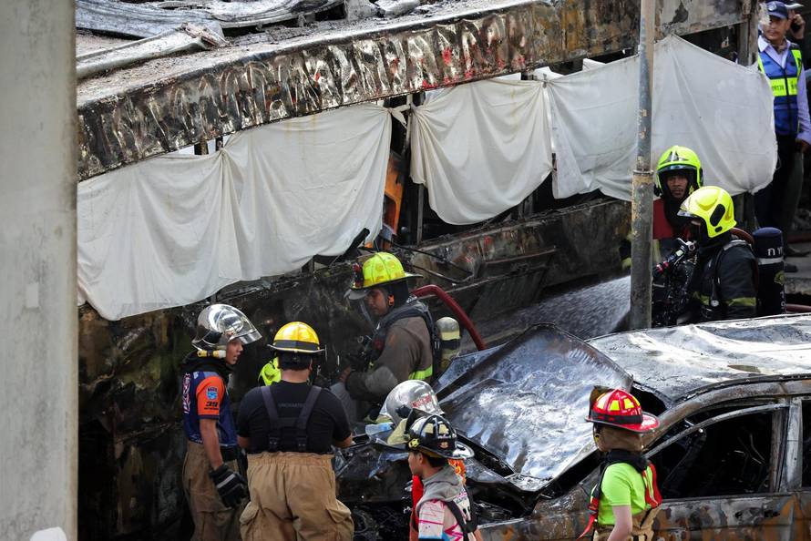 The scene of a multi-vehicle collision, in Bangkok