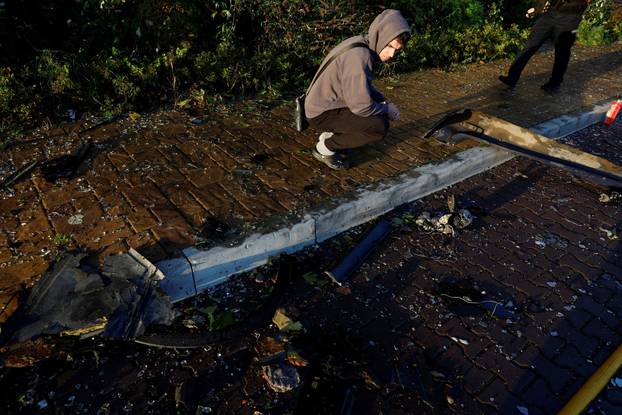 Aftermath of a Russian drone and missile strike, amid Russia's attack on Ukraine, in outskirts of Kyiv