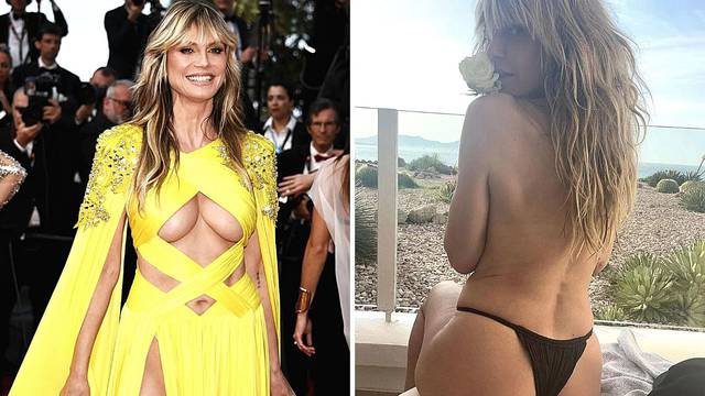 Heidi Klum skinula žutu haljinu i fotkala se u tangama i toplesu