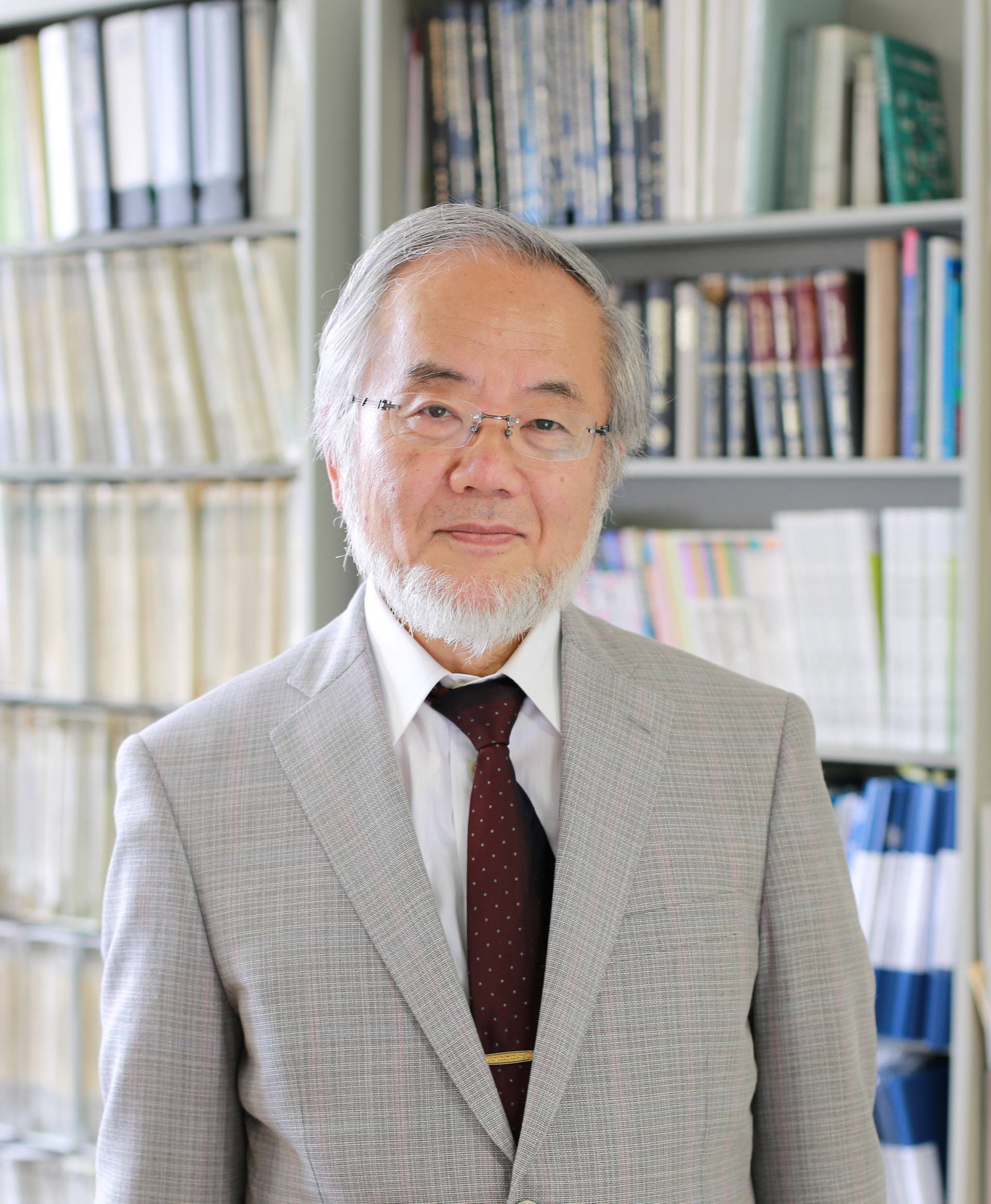 Ohsumi, a professor in Tokyo Institute of Technology is seen at his laboratory office in Yokohama