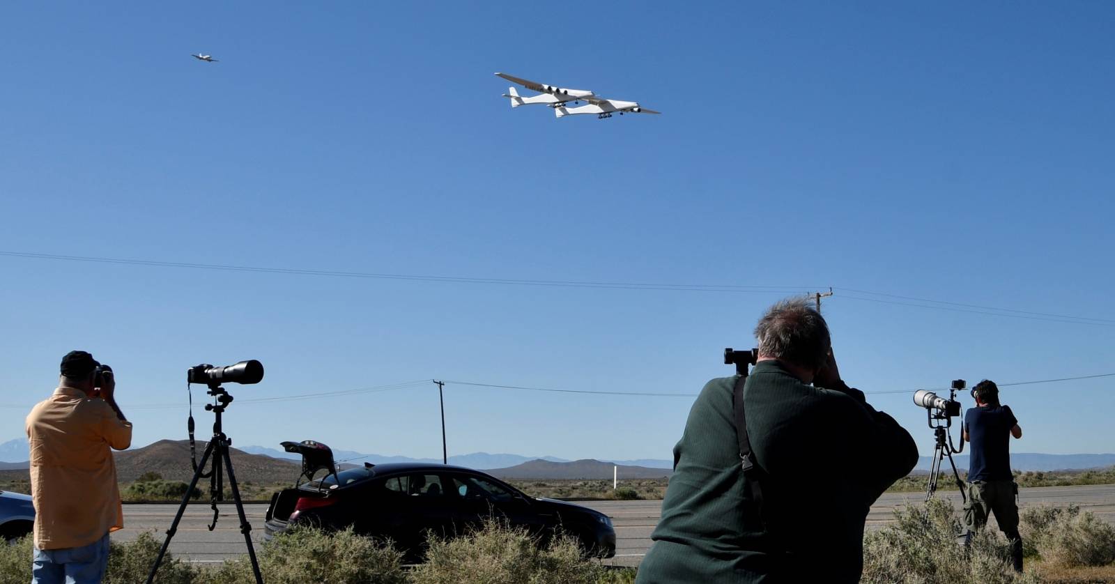 The world's largest airplane, built by the late Paul Allen's company Stratolaunch Systems, makes its first test flight in Mojave