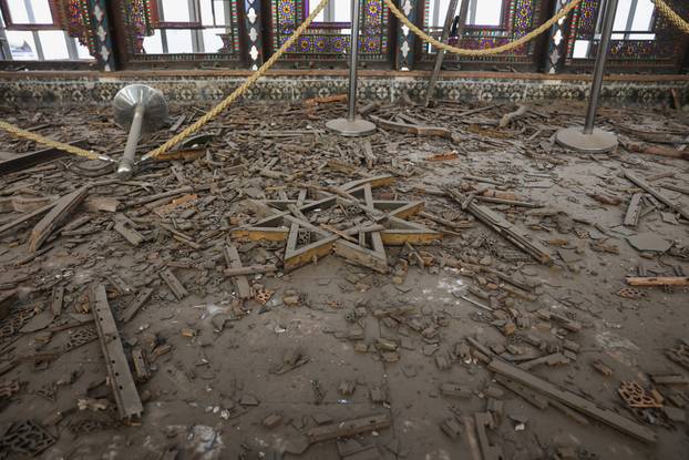 Debris at the historical monument Golestan Palace after it was damaged in an Israeli and U.S. strike, in Tehran