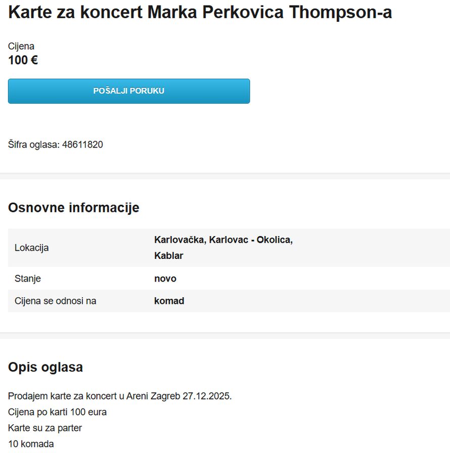 Ovo su cijene ulaznica za koncerte Thompsona: Krenula je i preprodaja na oglasnicima